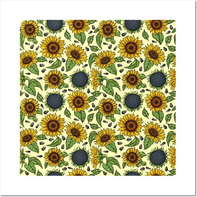 Seamless Sunflower Pattern Wall Art by aquariart